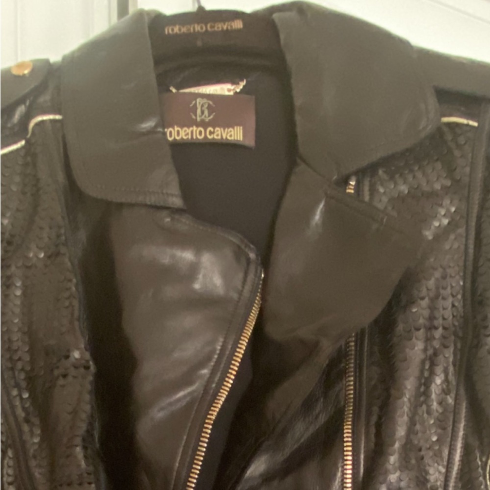 Roberto Cavalli Snake Python Leather Moto Biker Jacket